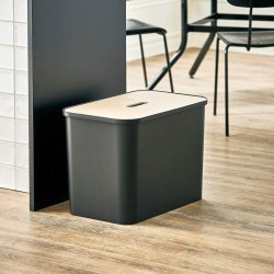 Affaldssorteringsboks med sde - sort genanvendt plast - birke lg - 3 inder beholdere - 76 liter