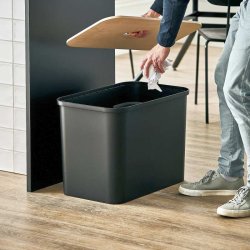 Affaldssorteringsboks med sde - sort genanvendt plast - birke lg - 3 inder beholdere - 76 liter