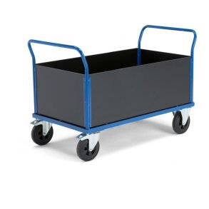 Lagervogn - Hj trkant - 1200x800 mm - gummihjul - 500 kg - med bremse