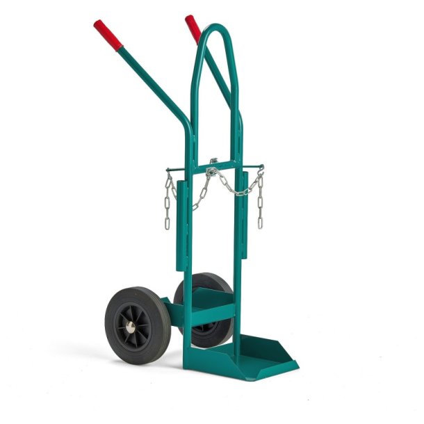 Gasflaskevogn - plads til 2 gasflasker - Massiv gummi hjul - Stlrr - 300 kg - grn