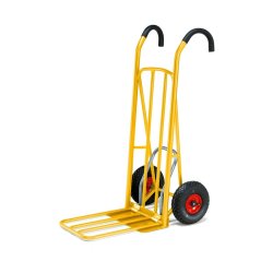 Skkevogn - Easy-tip pedal - Stl - 250 kg - gul - Luftgummi hjul