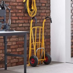 Skkevogn - Easy-tip pedal - Stl - 250 kg - gul - Luftgummi hjul