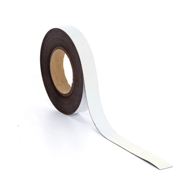 Magnetbnd - 25mm - med vinylbekldt overflade - skrivbar - hvid