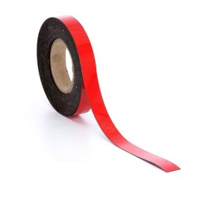 Magnetbnd - 25mm - med vinylbekldt overflade - skrivbar - rd