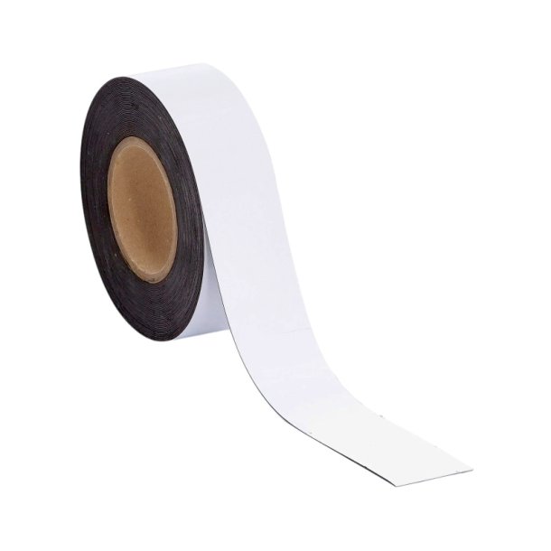 Magnetbnd - 50mm - med vinylbekldt overflade - skrivbar - hvid
