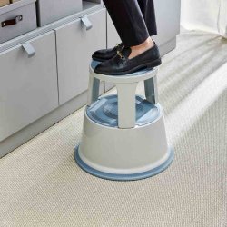 Elefantfod - Metal - Hjde 42,5 cm - gummibelagt trin - Fjederhjul - gr