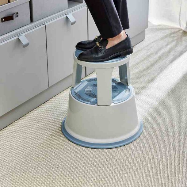 Elefantfod - Metal - Hjde 42,5 cm - gummibelagt trin - Fjederhjul - gr