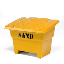 Sandboks/Saltboks - 350 Liter Gul sandbeholder med lg