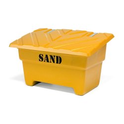Sandboks/Saltboks - 550 Liter Gul sandbeholder med lg
