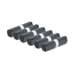 Affaldsskke - 6 Ruller - 25 stk. pr. rulle - 50 my - 110 Liter - 100 % genanvendt - sort