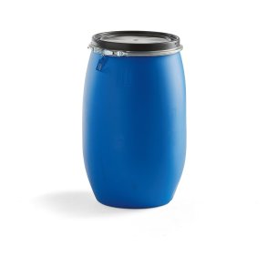 Plasttnde med lg og spndebnd - 120 Liter bl