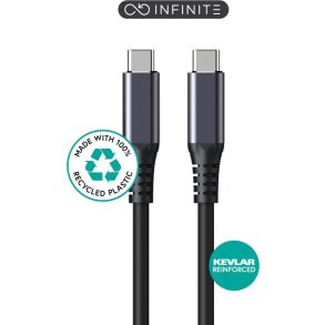 eSTUFF - ES604520 - USB4 Gen 3x2 - USB C - Male - Straight - Nickel - Recycled Thermoplastic Elastomer (rTPE)