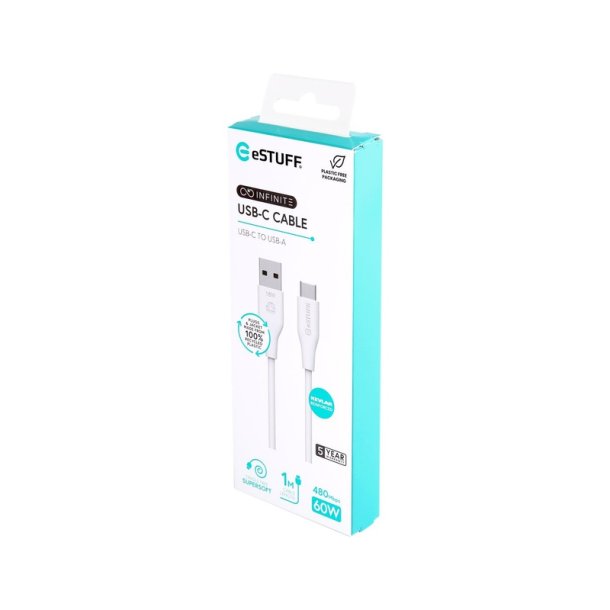 eSTUFF - ES605170 - USB 2.0 - USB C - USB A - Male - Straight - Nickel
