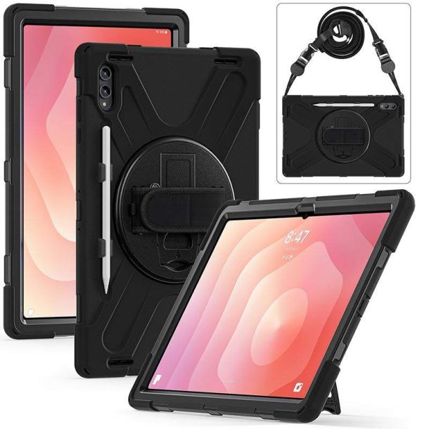 eSTUFF - Galaxy Tab S10 FE+ CHICAGO Full Body Defender Case with - 2 - Polycarbonate (PC) - Black - Samsung - Shock resi