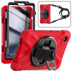 eSTUFF - Galaxy Tab A9 CHICAGO Full Body Defender Case with built-in screen protector. Red - 2 - Polycarbonate (PC) - Re