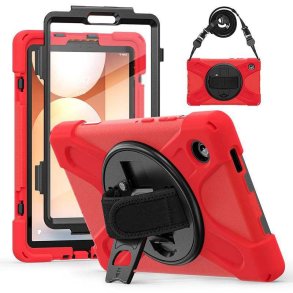 eSTUFF - Galaxy Tab A11 CHICAGO Full Body Defender Case with built-in screen protector. Red - 2 - Polycarbonate (PC) - R