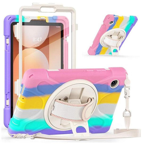 eSTUFF - Galaxy Tab A11 CHICAGO Full Body Defender Case with built-in screen protector. Rainbow - 2 - Polycarbonate (PC)
