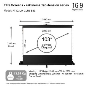 Elitescreens manuelt projektorl�rred ezCinema Tab-Tension 5 - FT103UH-CLR5-B30 - 103