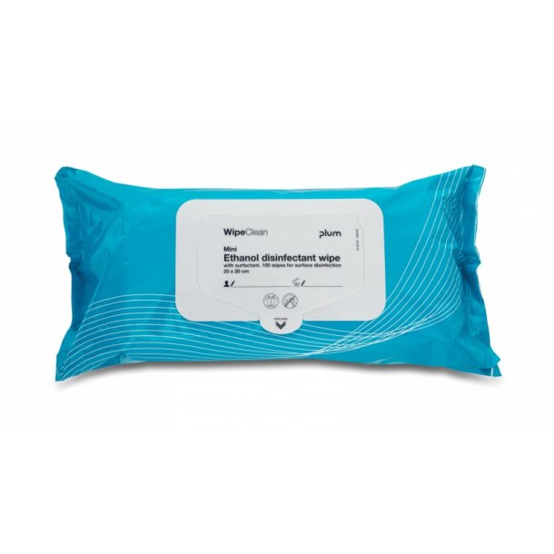 PLUM WipeClean Ethanol Disinf. 80% w/tensid, mini 100 wipes